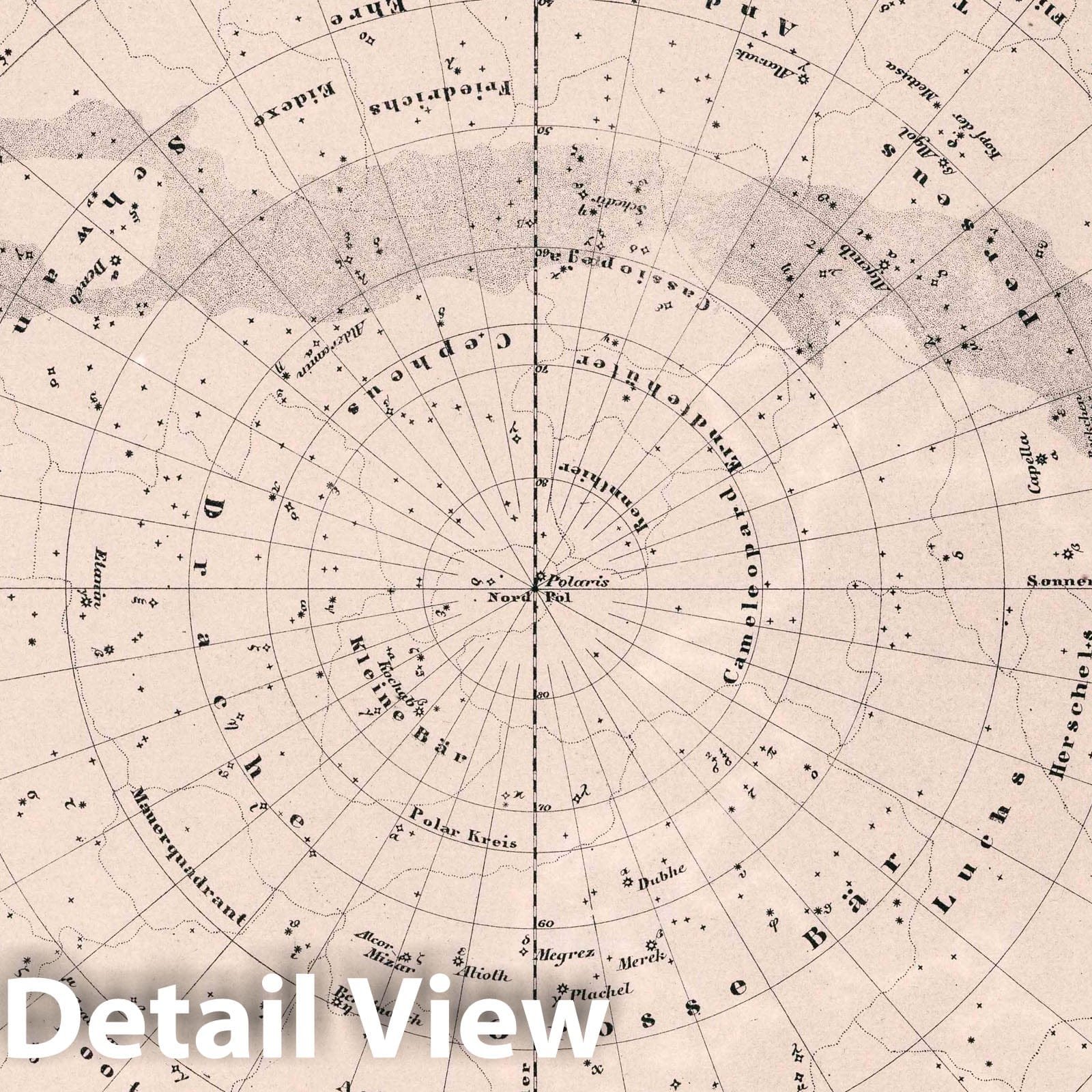 Celestial Map, 1847 - Historical Astronomy Chart Print