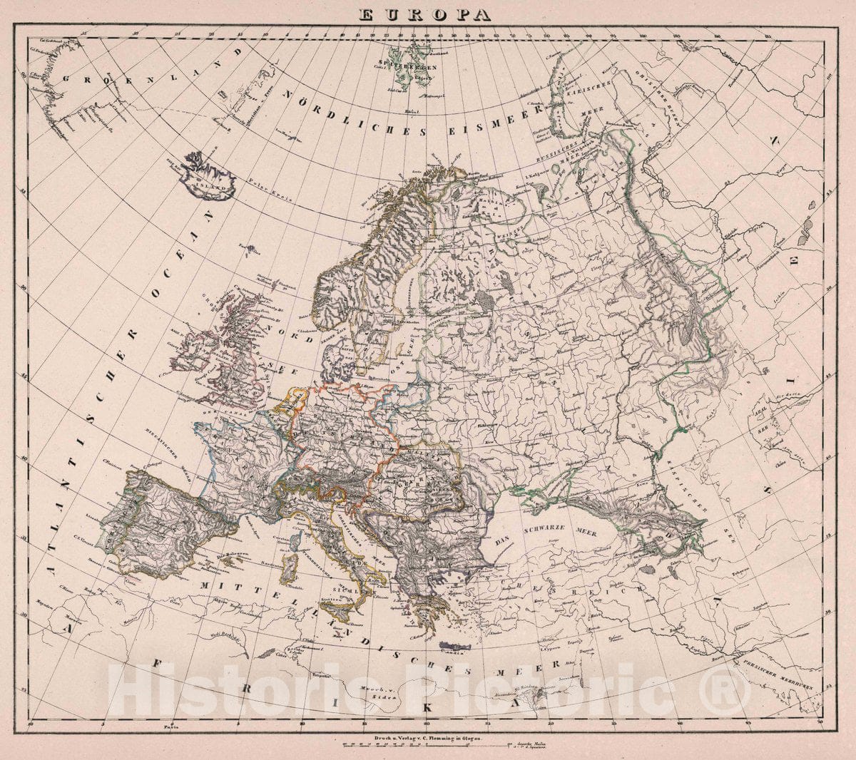 Historic Map : Europa, 1847 Atlas - Vintage Wall Art