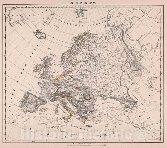 Historic Map : Europa, 1847 Atlas - Vintage Wall Art