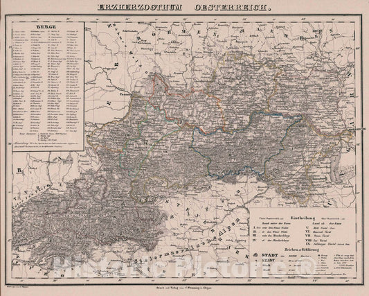 Historic Map : Austria, Erzherzogthum Oesterreich, 1847 Atlas , Vintage Wall Art