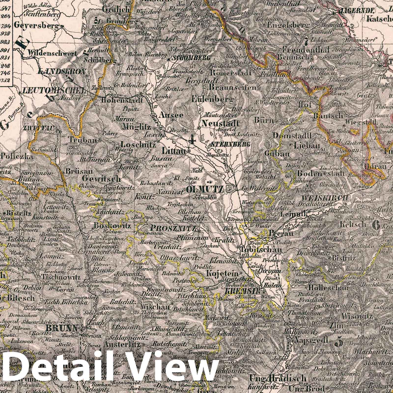 Moravia and Austrian Silesia, 1847 - Historical Map Print