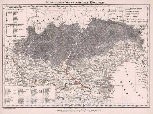 Historic Map : Lombardy (Italy) Lombardisch Venezianisches Koenigreich, 1847 Atlas , Vintage Wall Art