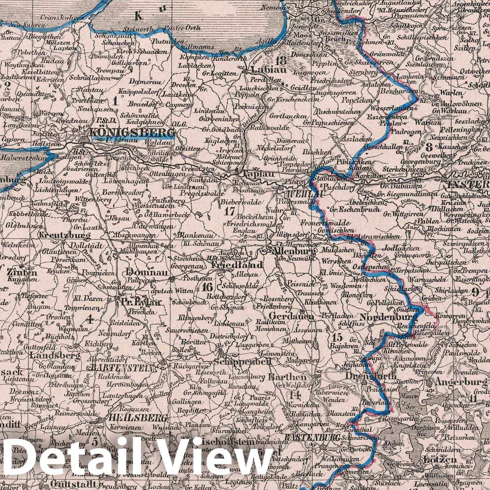 East Prussia (Poland and Kaliningrad) 1847 Historical Map Print