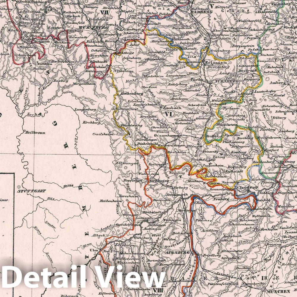 Historic Map : Baveria , Germany Bayern, 1847 Atlas , Vintage Wall Art
