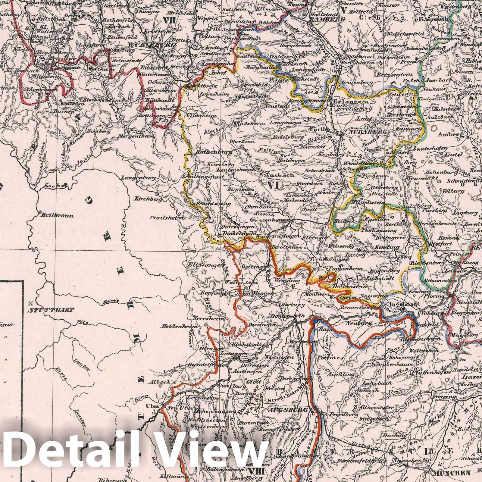 Bavaria, 1847 - Historical Map Print from Sohr's Hand Atlas