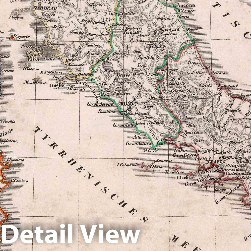 Historic Map : Italy, Italien, 1847 Atlas , Vintage Wall Art