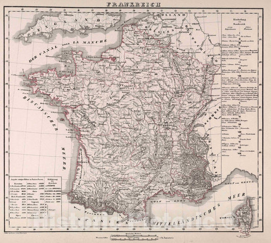 Historic Map : France, Frankreich, 1847 Atlas v2 , Vintage Wall Art