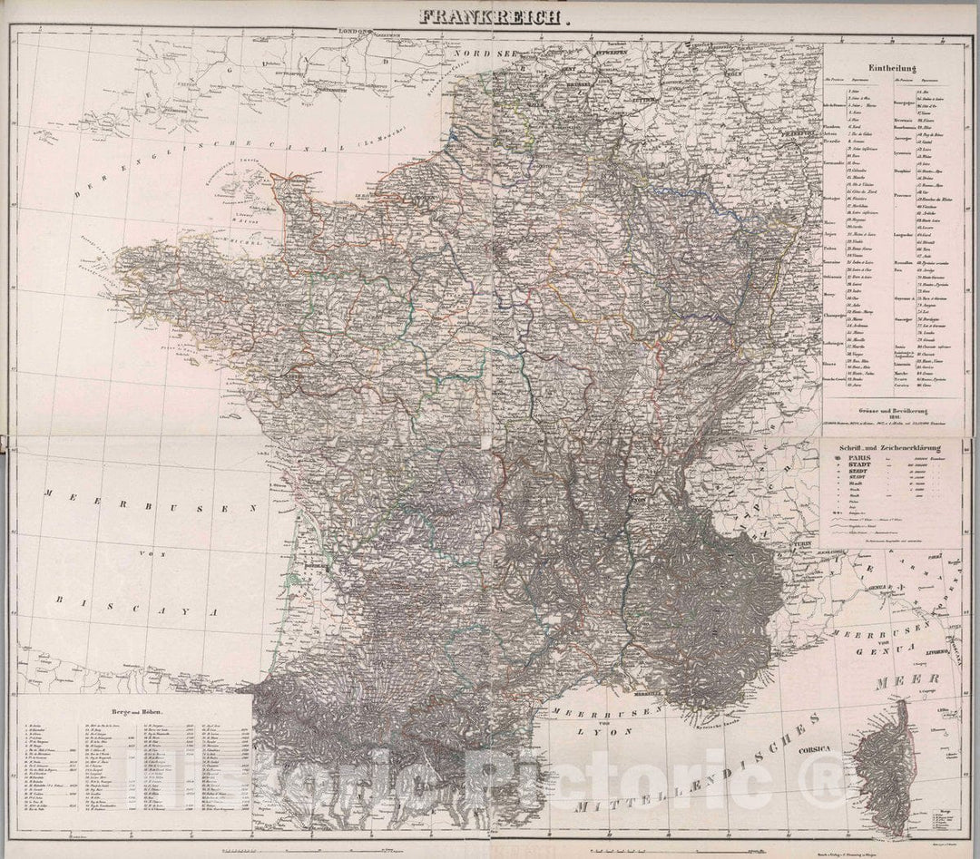 Historic Map : France, Frankreich, 1847 Atlas v1 , Vintage Wall Art