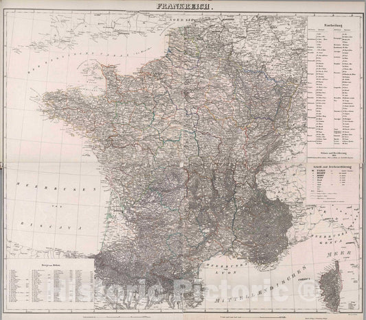 Historic Map : France, Frankreich, 1847 Atlas v1 , Vintage Wall Art