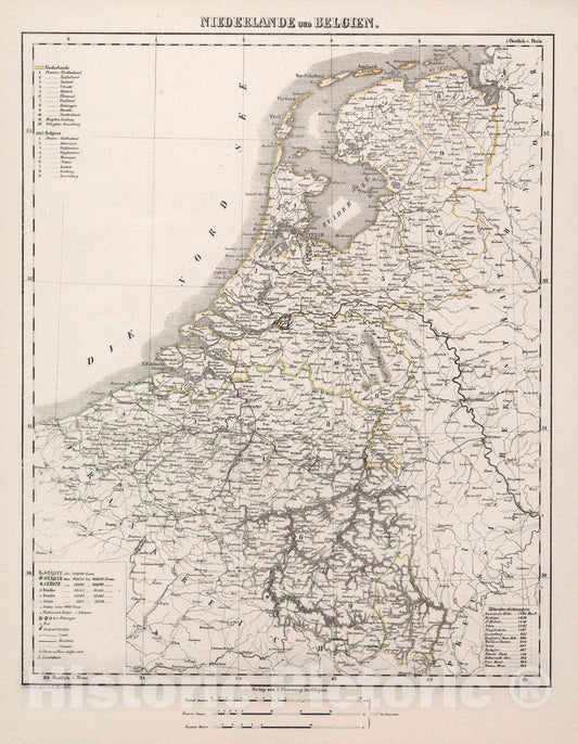 Historic Map : Netherland, Niederlande und Belgium, 1847 Atlas , Vintage Wall Art