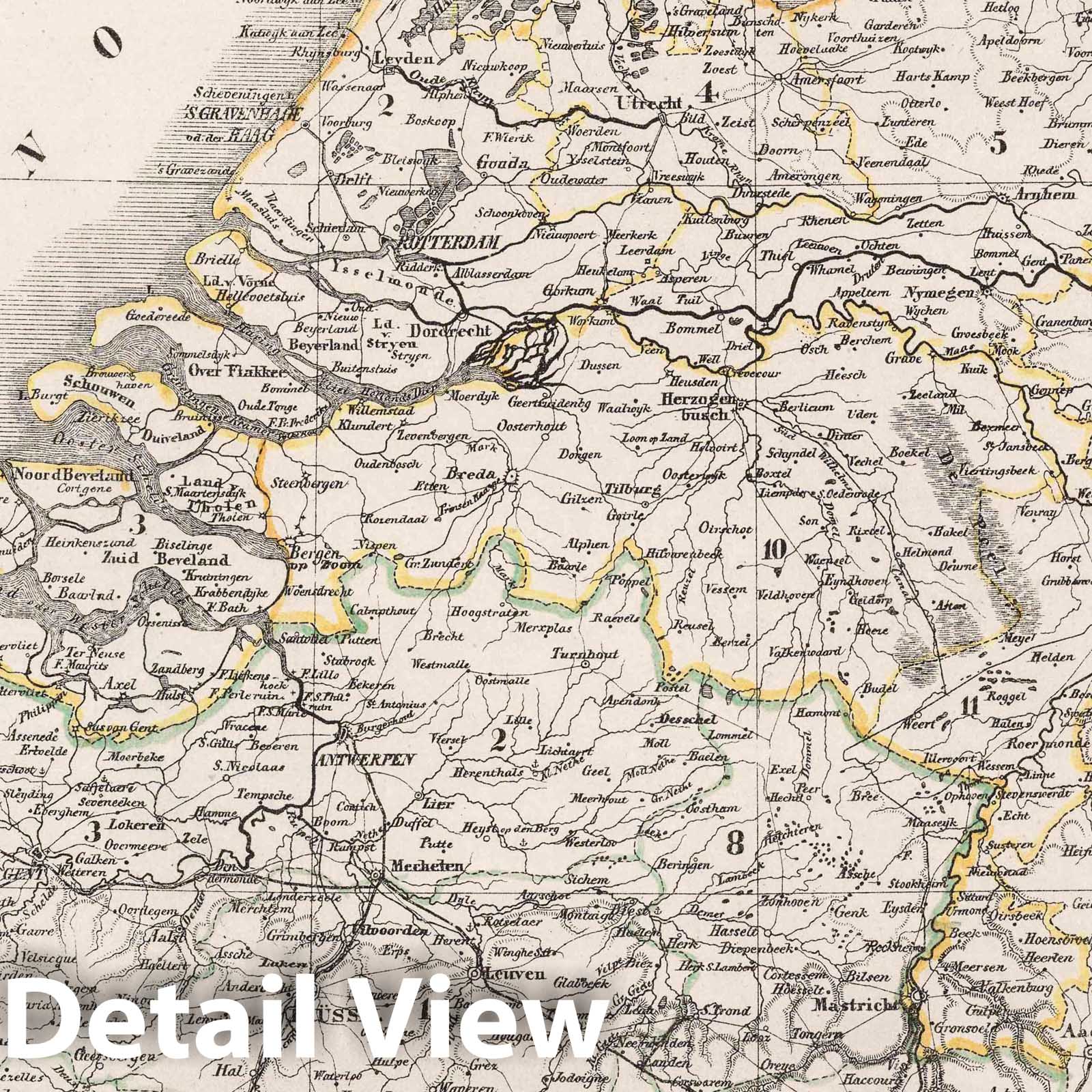 Netherlands and Belgium, 1847 - Historical Map Print