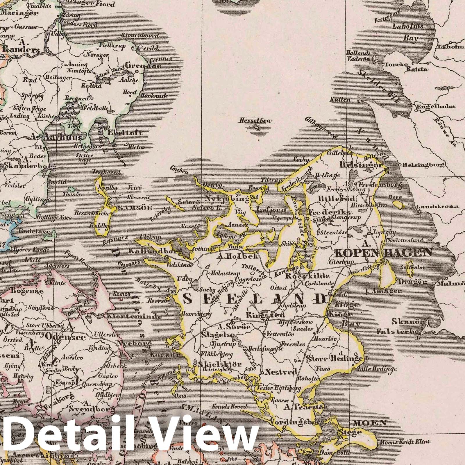 Denmark, Schleswig, Holstein, and Lauenburg, 1847 - Historical Map Print