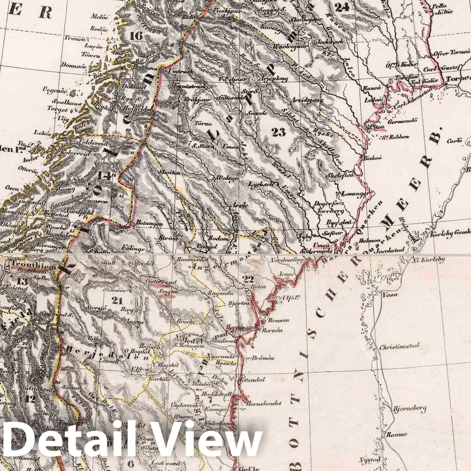 Sweden and Norway, 1847 - Historical Map Print
