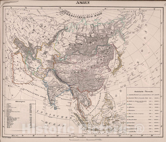 Historic Map : Asien, 1847 Atlas - Vintage Wall Art