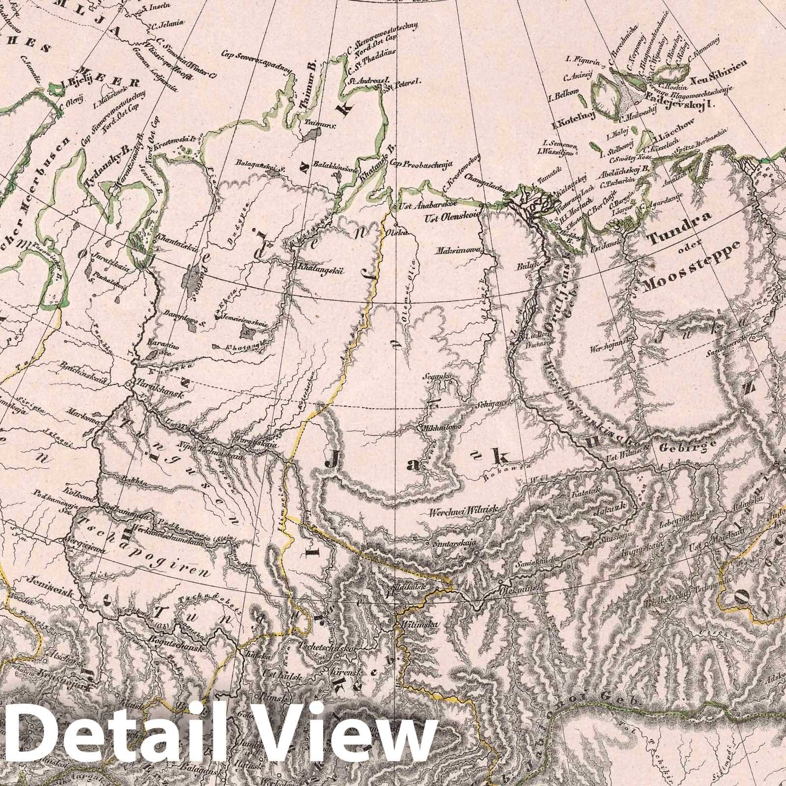 Asian Russia 1847 Historical Map Print