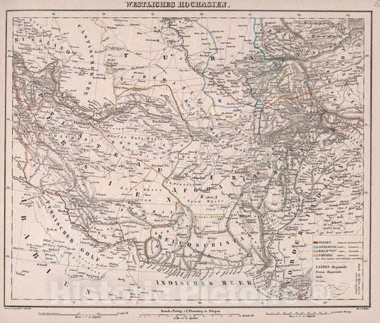 Historic Map : Pakistan, Westliches Hochasien, 1847 Atlas , Vintage Wall Art
