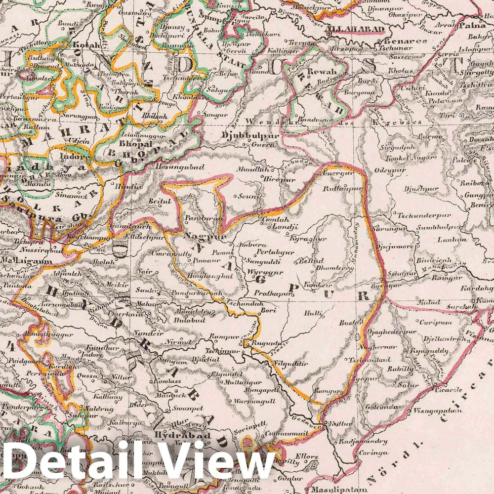 Historic Map : India, Southwest Asia Vorderindien, 1847 Atlas , Vintage Wall Art