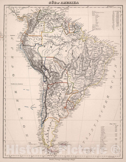 Historic Map : Sued - America, 1847 Atlas - Vintage Wall Art