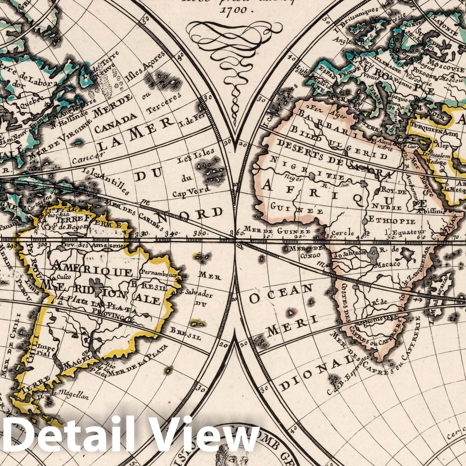 Map of the World, 1700 - Historical Map Print