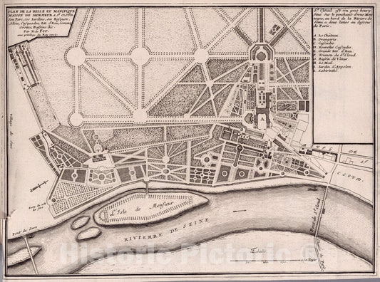 Historic Map - Plan De La Belle et Manifique Maison De Monsieur A St. Cloud/Map Of The Beautiful and Manifique House Of A Mr. St. Cloud. [Near Pari, 1705 - Vintage Wall Art