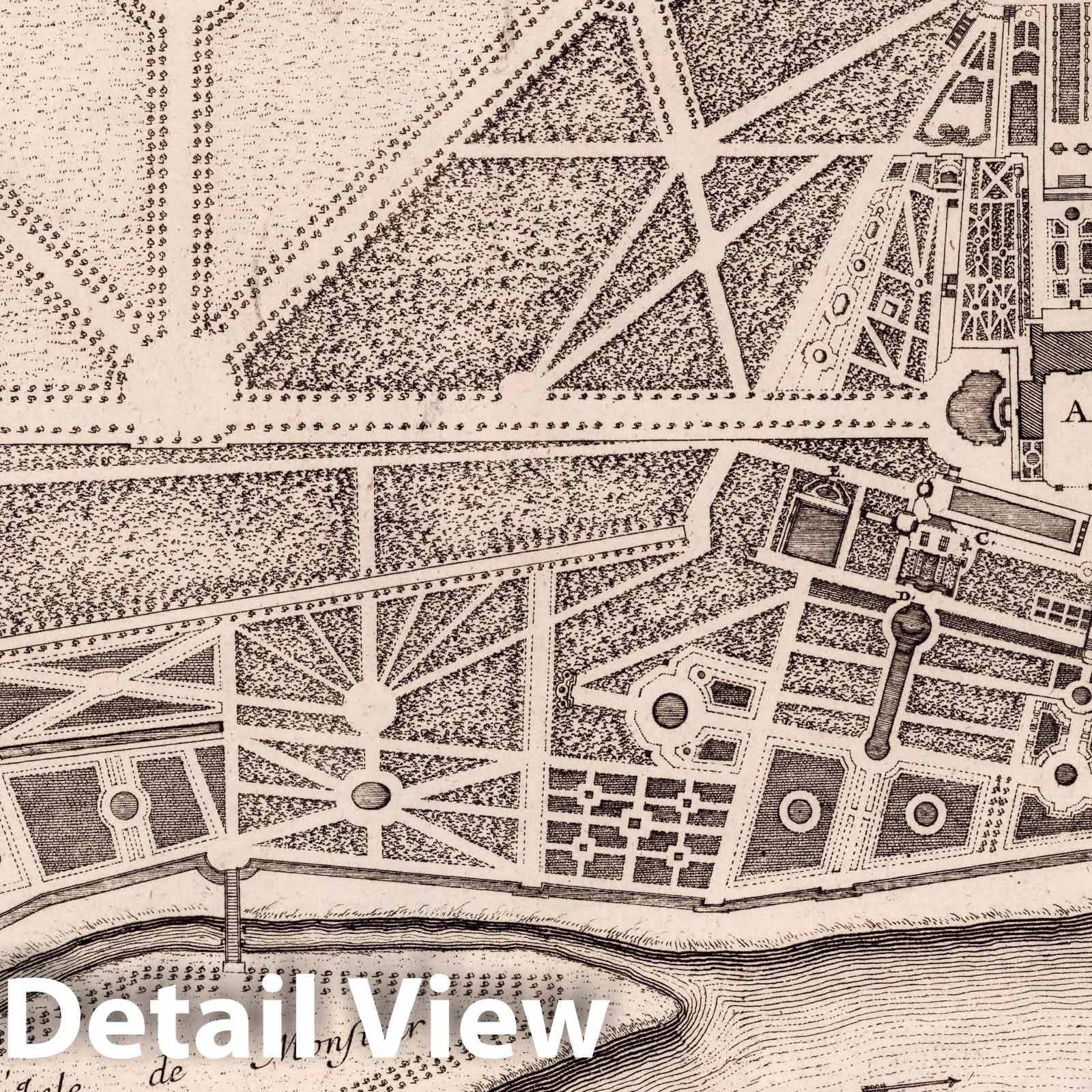 Plan of the House of Monsieur at Saint-Cloud, France, 1703 - Historical Map Print