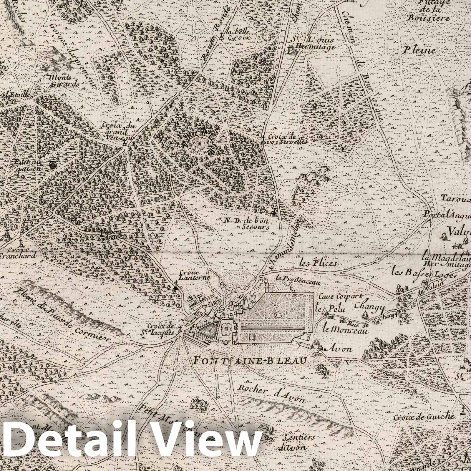 Historic Map : Forest de Biere ou de Fontaine-Bleau, France, 1697 Atlas - Vintage Wall Art