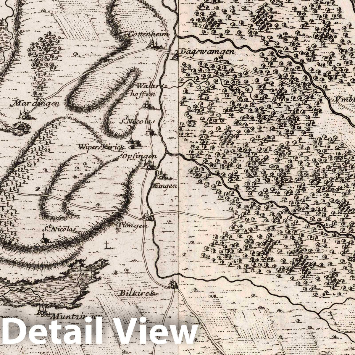 Environs of Breisach and Freiburg, 1705 - Historical Map Print