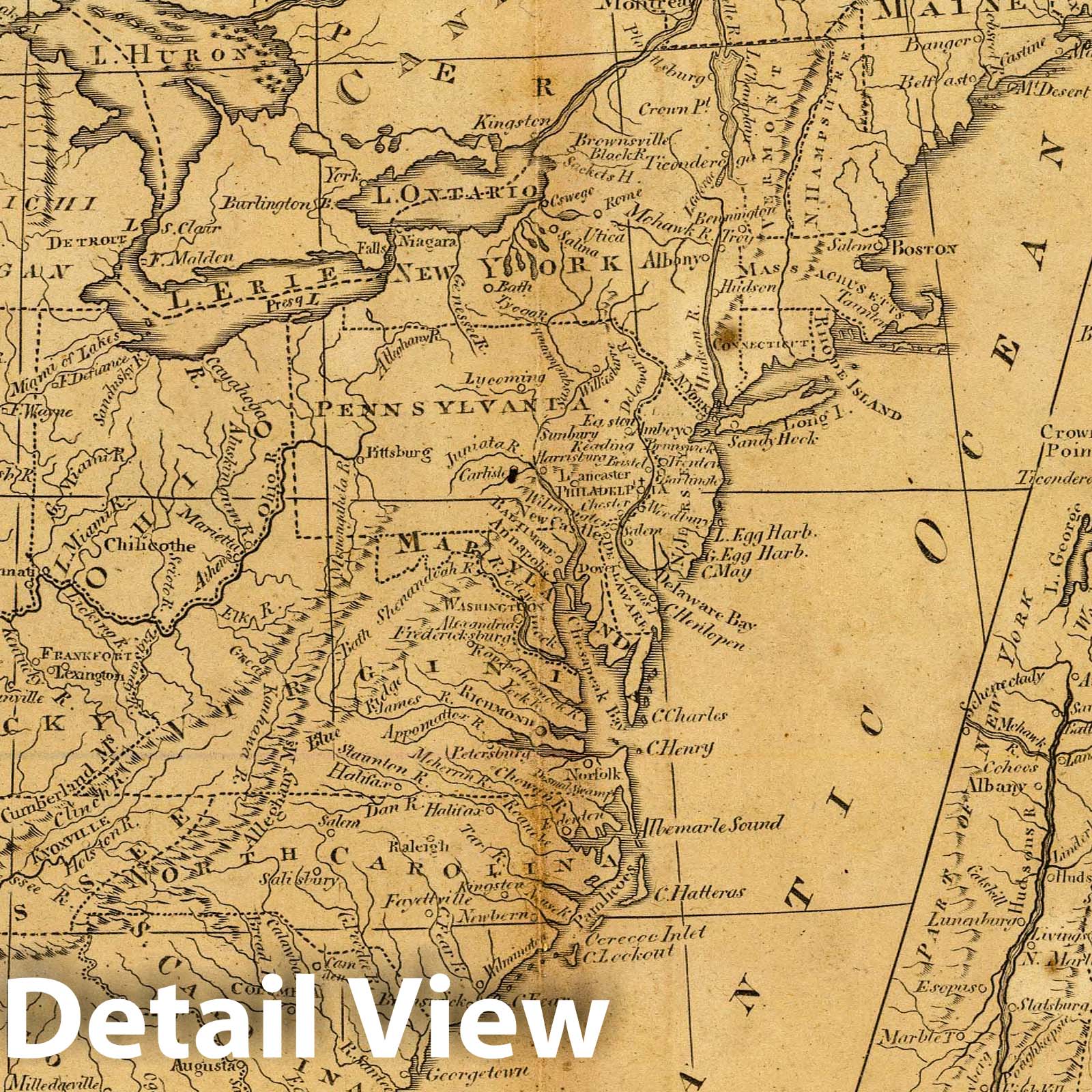 United States with New England States, 1819 - Historical Map Print