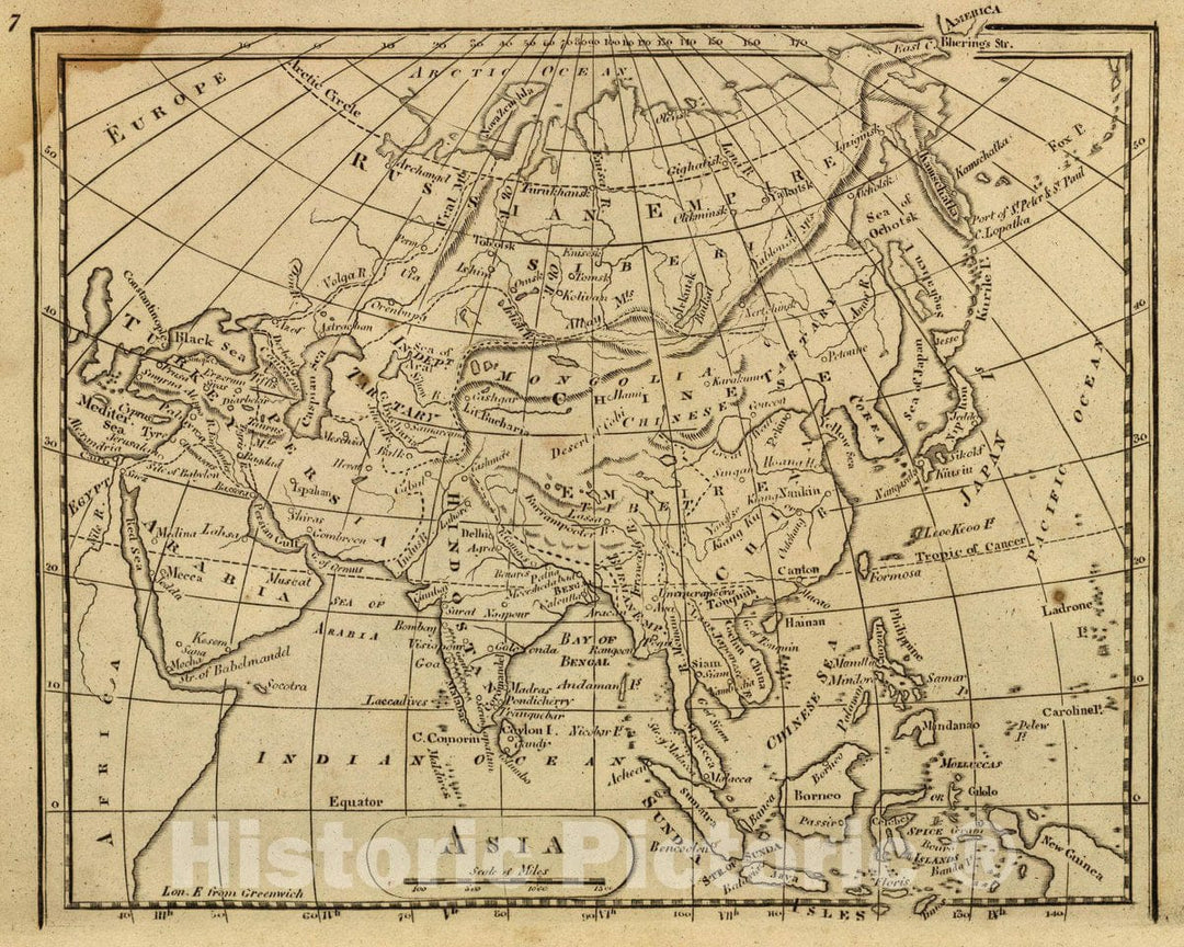 Historic Wall Map : Asia. (Published by Lincoln & Edmands, 1819), 1819 Atlas - Vintage Wall Art