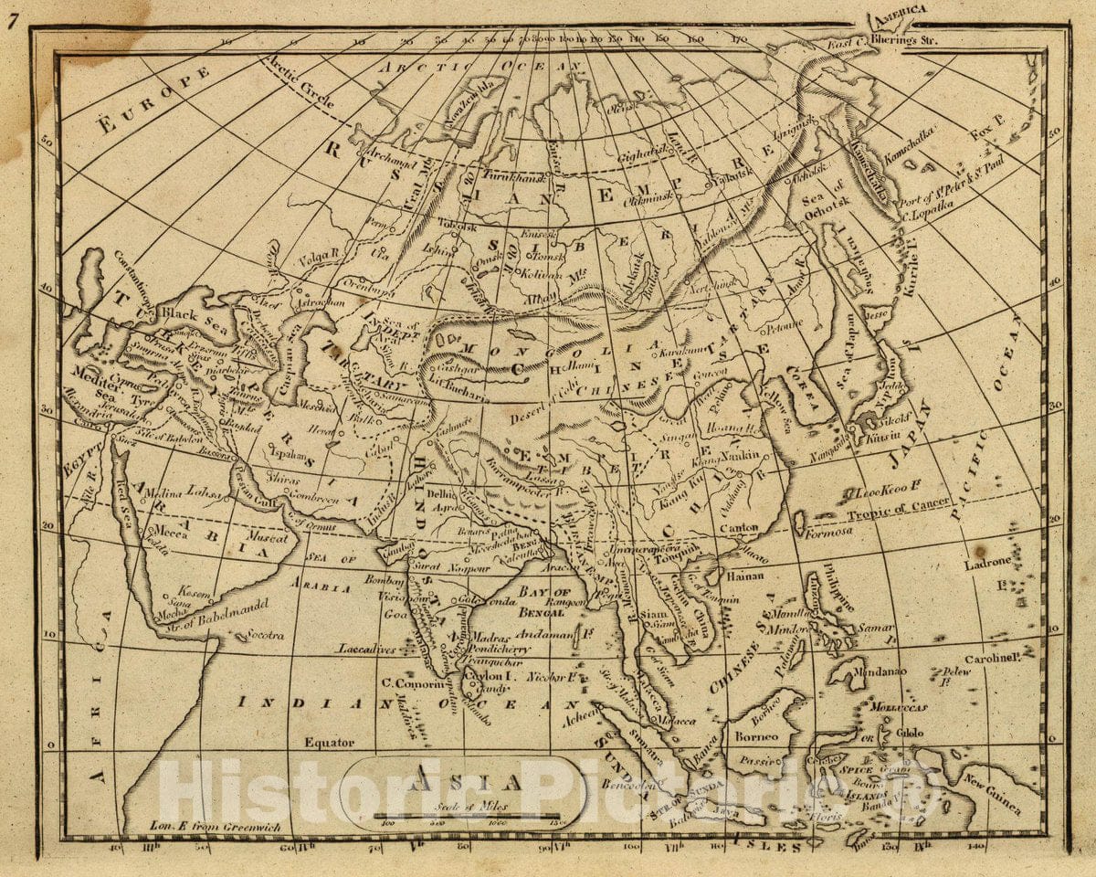 Historic Wall Map : Asia. (Published by Lincoln & Edmands, 1819), 1819 Atlas - Vintage Wall Art