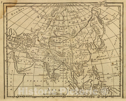 Historic Wall Map : Asia. (Published by Lincoln & Edmands, 1819), 1819 Atlas - Vintage Wall Art