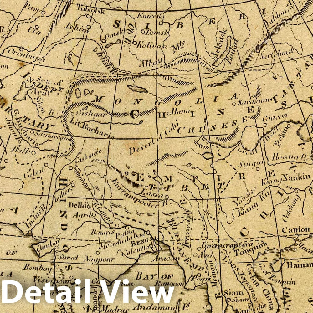 Historic Wall Map : Asia. (Published by Lincoln & Edmands, 1819), 1819 Atlas - Vintage Wall Art