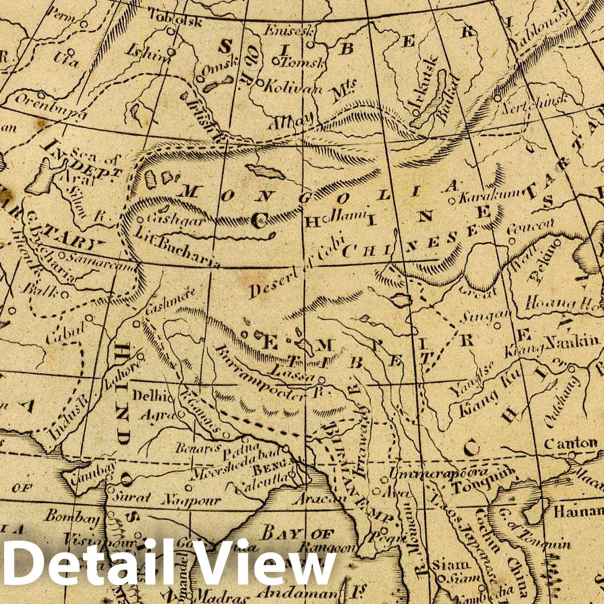 Asia, 1819 - Historical Topographic Map Print