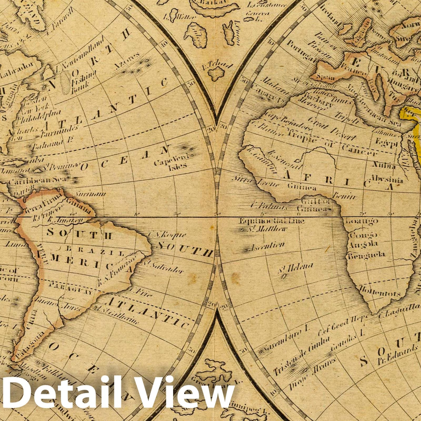 World Map 1832 - Hand-Colored Historical Atlas Plate