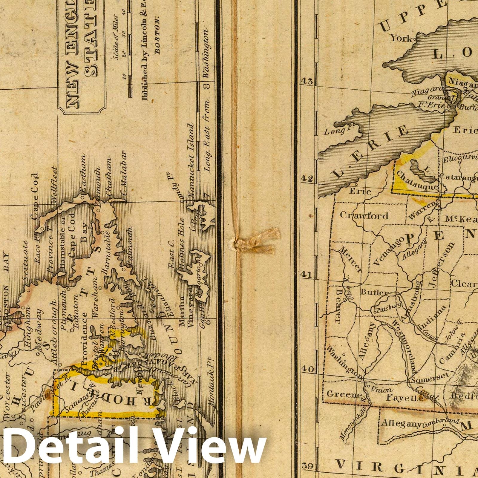 New England and Middle States, 1832 - Historical Map Print