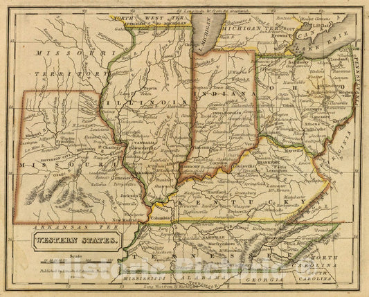 Historic Map : Western States. H. Morse Sc. Published by Lincoln & Edmands, Boston. (1832), 1832 Atlas - Vintage Wall Art
