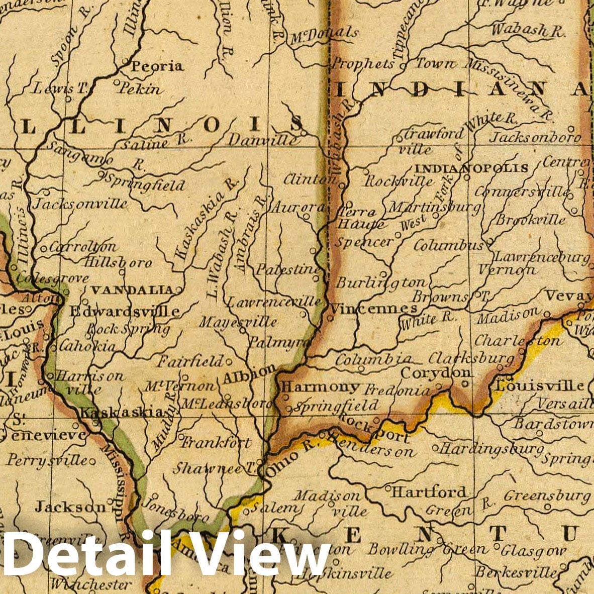 Missouri, Illinois, Indiana, Ohio, Kentucky, Tennessee 1832 Historical Map Print