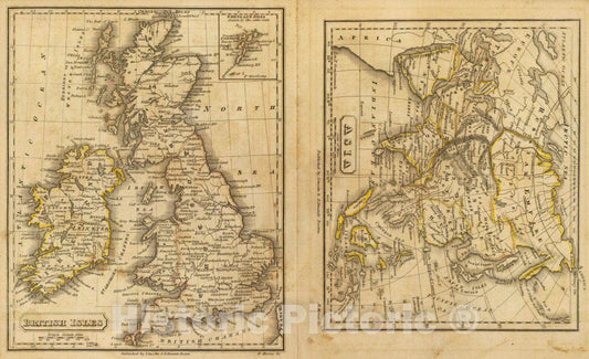 Historic Map : 1832 School Atlas - British Isles. Asia. H. Morse Sc. Published by Lincoln & Edmands, Boston. (1832) - Vintage Wall Art