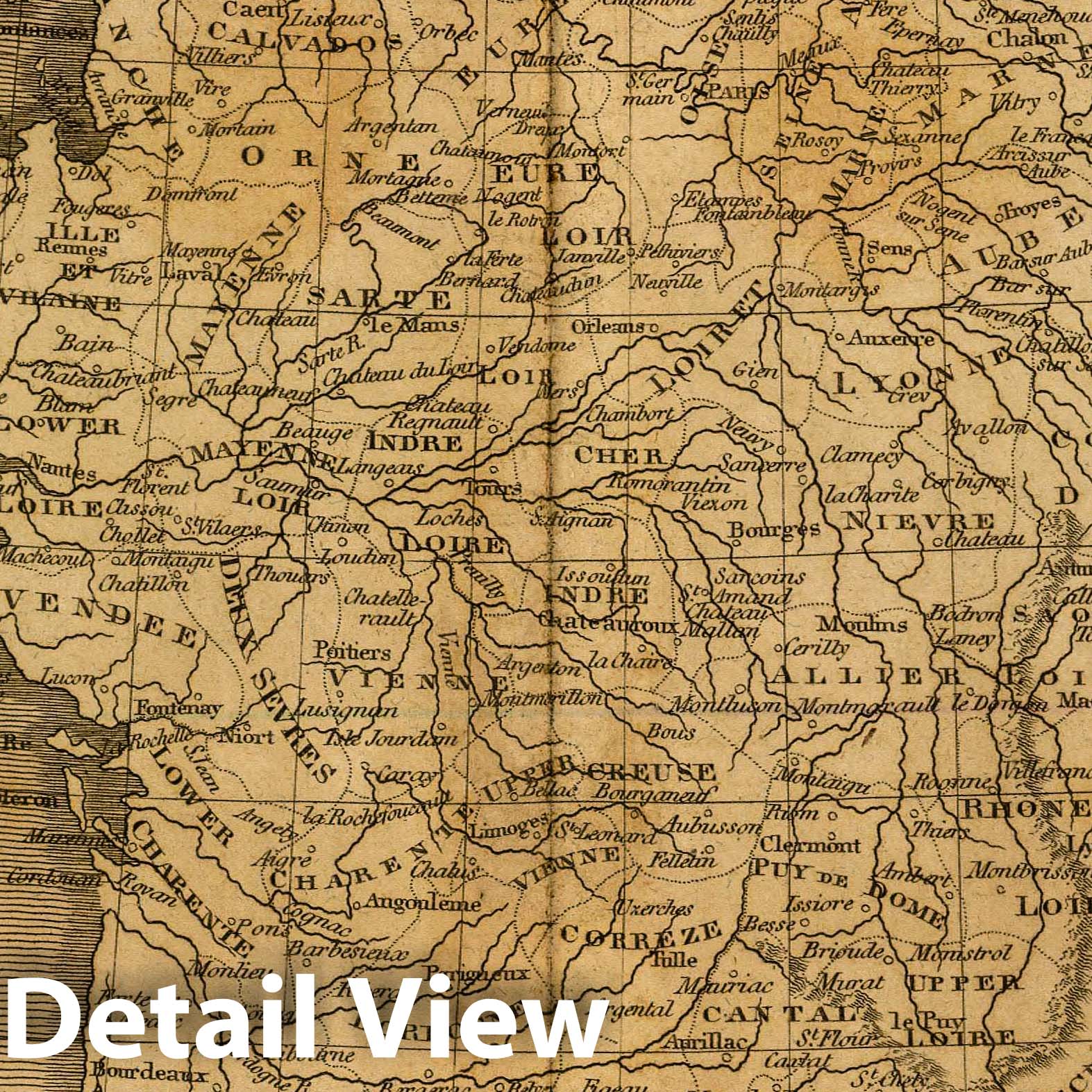 France 1825 Historical Map Print - Carey's School Atlas
