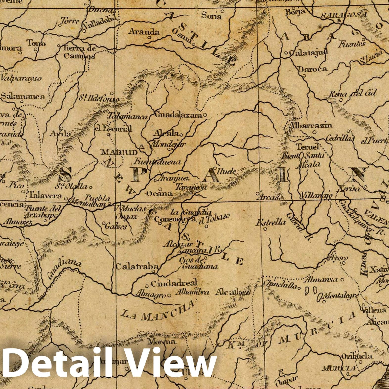 Spain and Portugal, 1825 - Historical Map Print
