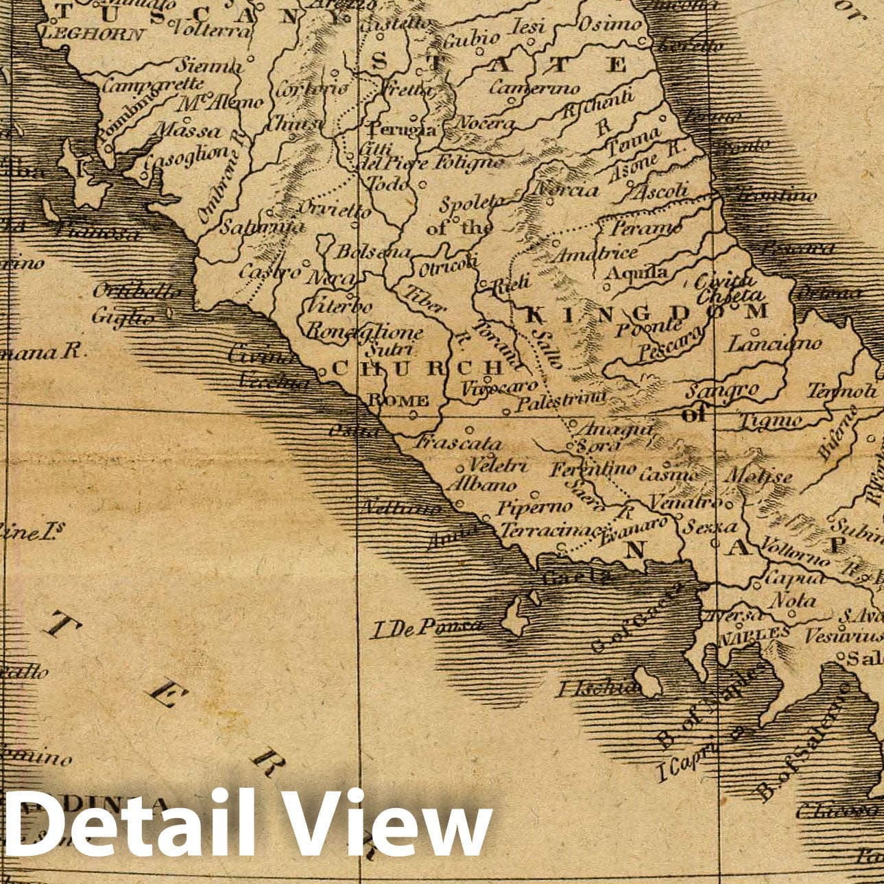 Historic Map : Italy. Philad, Published by M. Carey & Son, 1820. (1825), 1825 Atlas - Vintage Wall Art