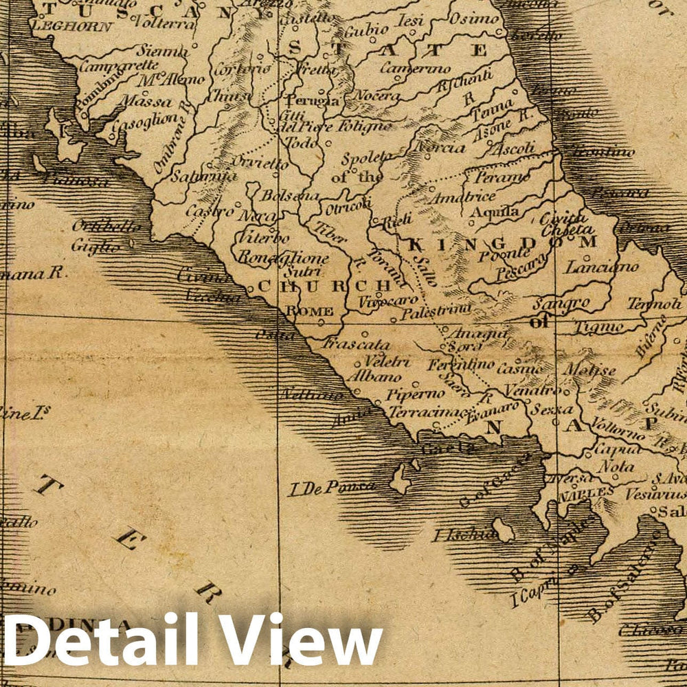Historic Map : Italy. Philad, Published by M. Carey & Son, 1820. (1825), 1825 Atlas - Vintage Wall Art