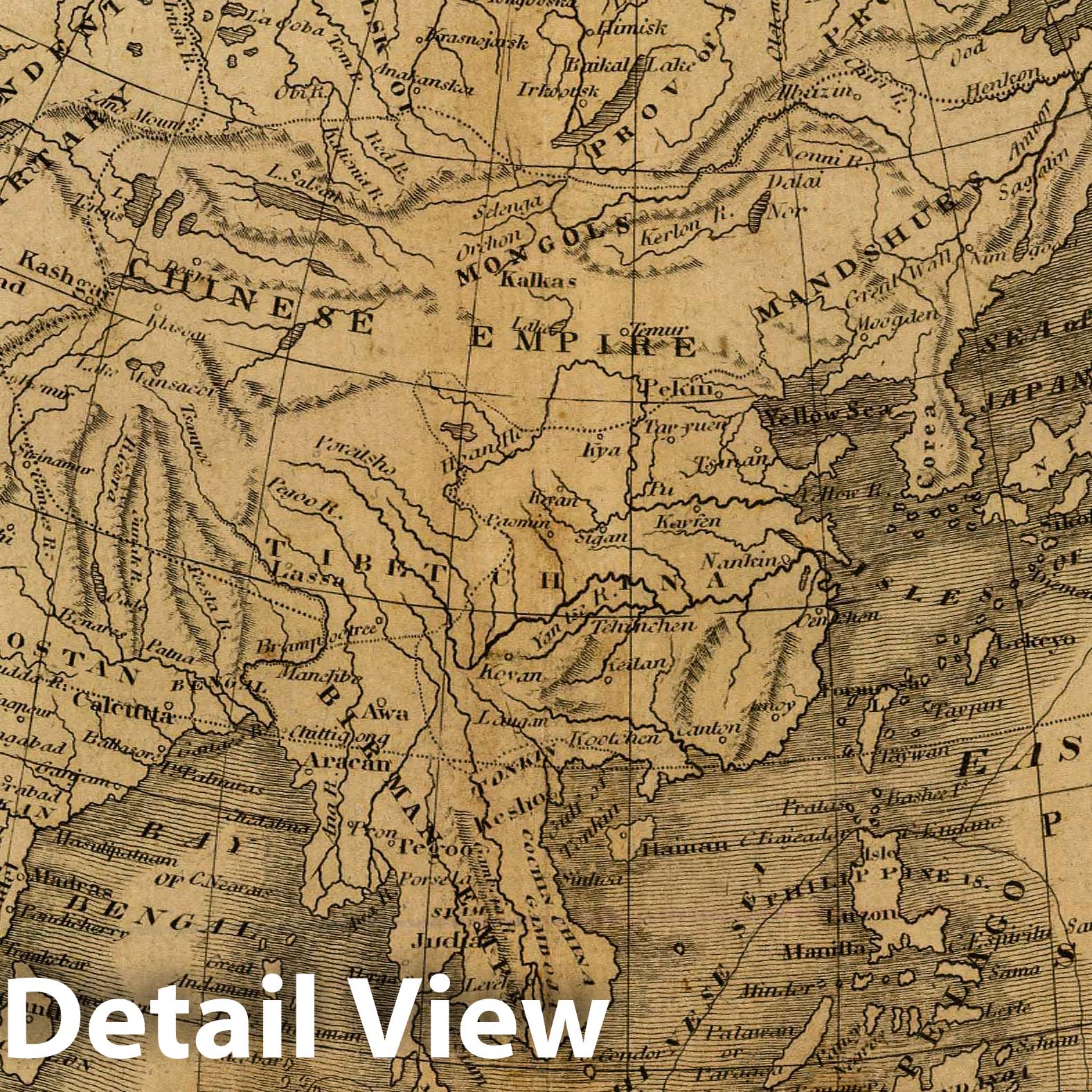 Asia Map 1825 - Carey's School Atlas Historical Map Print