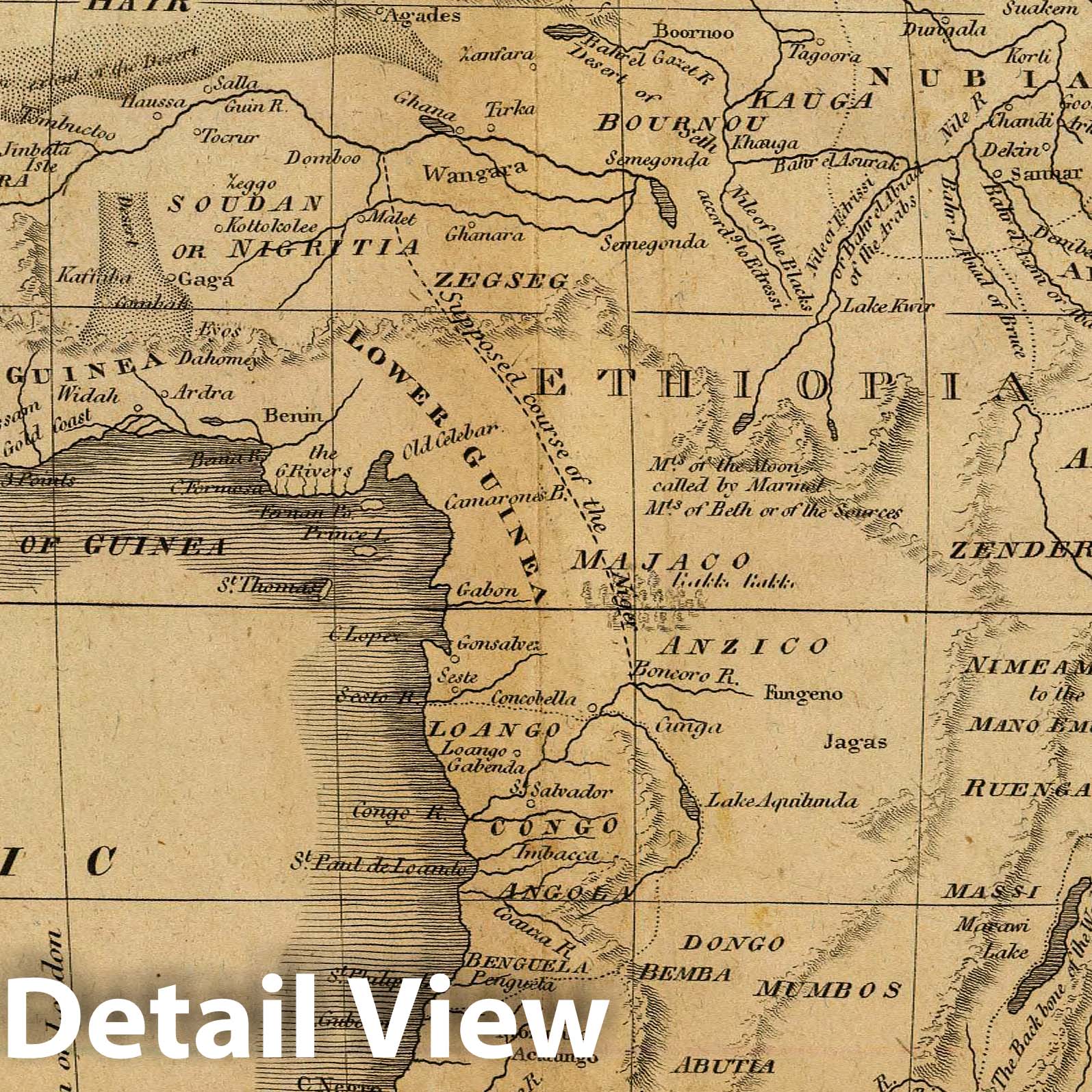 Africa, 1825 - Historical Map Print from Carey's School Atlas