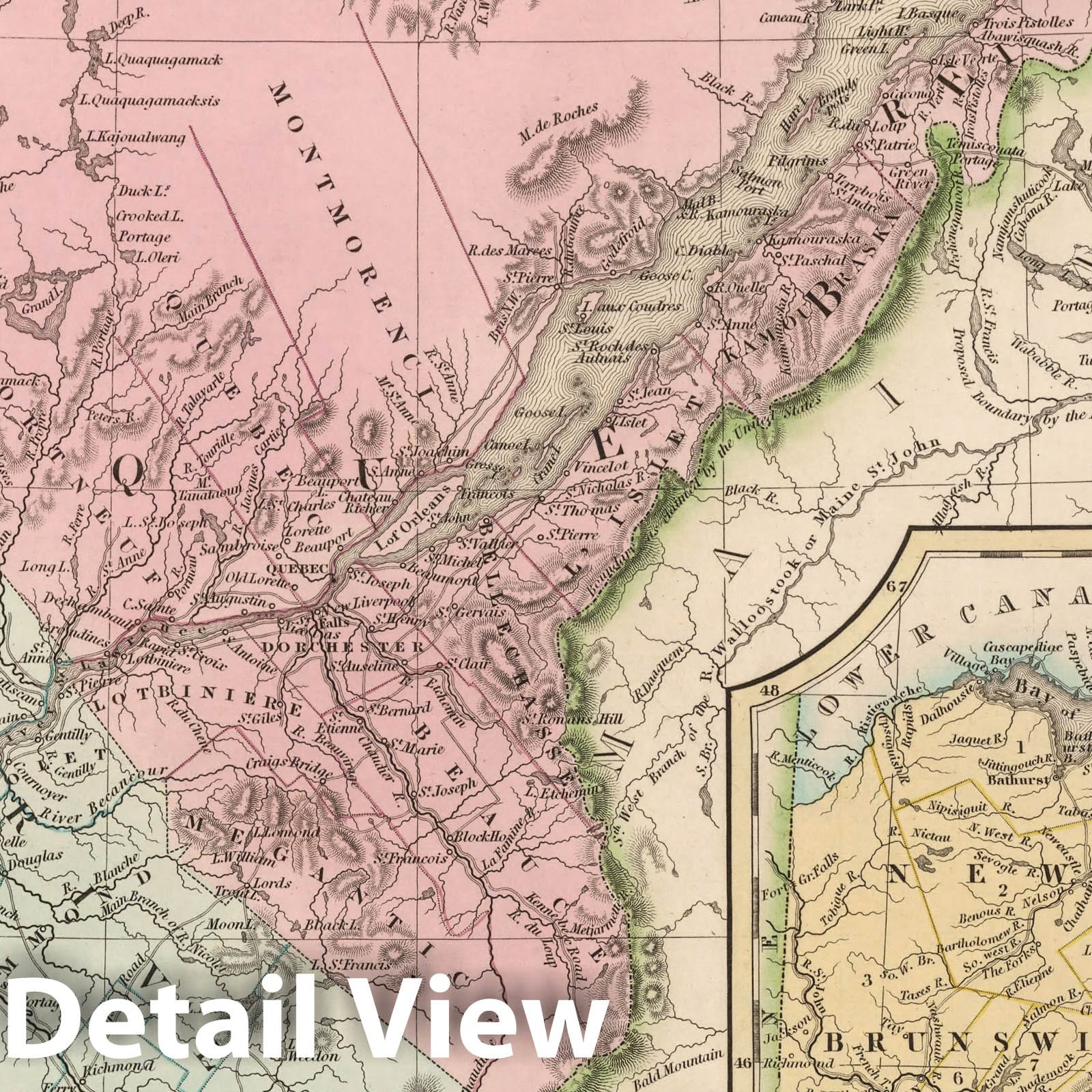 Lower Canada with Nova Scotia and New Brunswick, 1836 - Historical Map Print