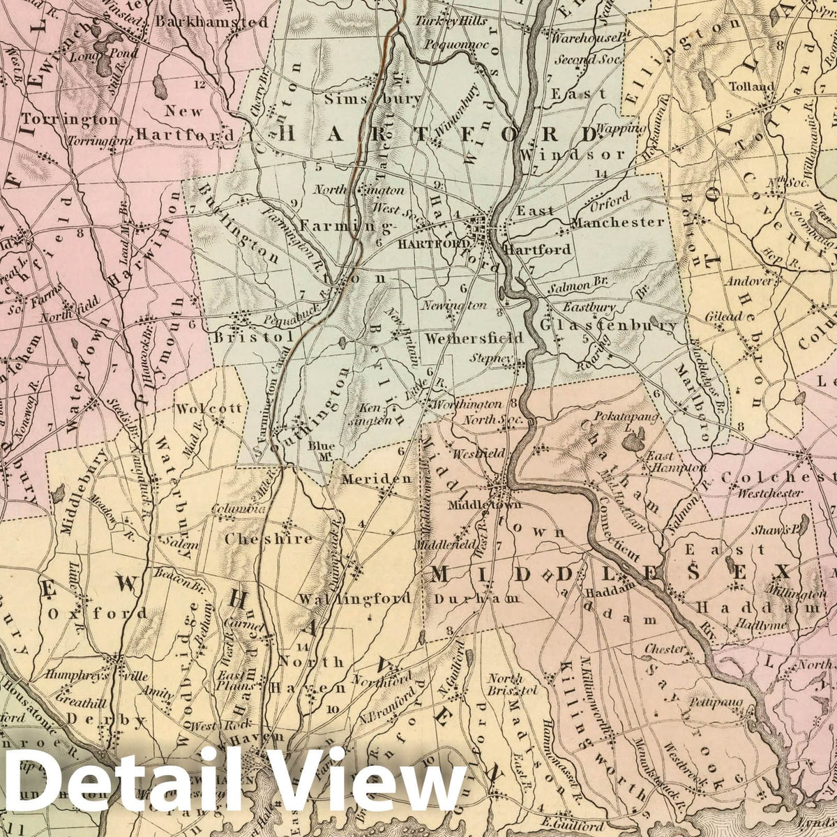 Connecticut, 1834 - Historical Map Print by H.S. Tanner