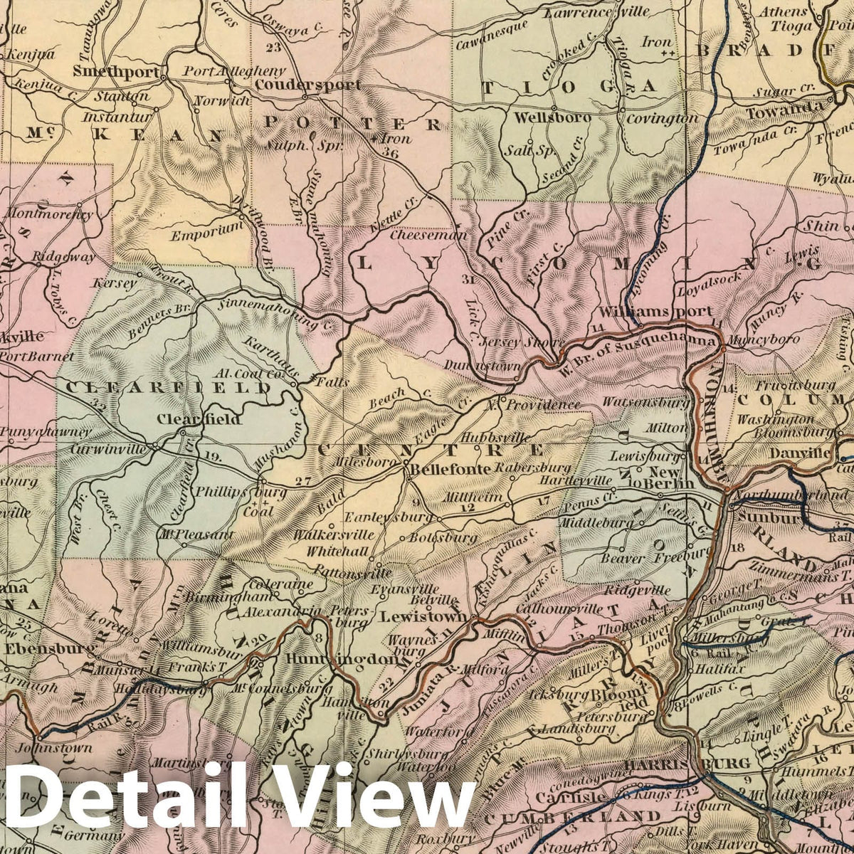 Pennsylvania - Canal Map, 1836 - Historical Map Print