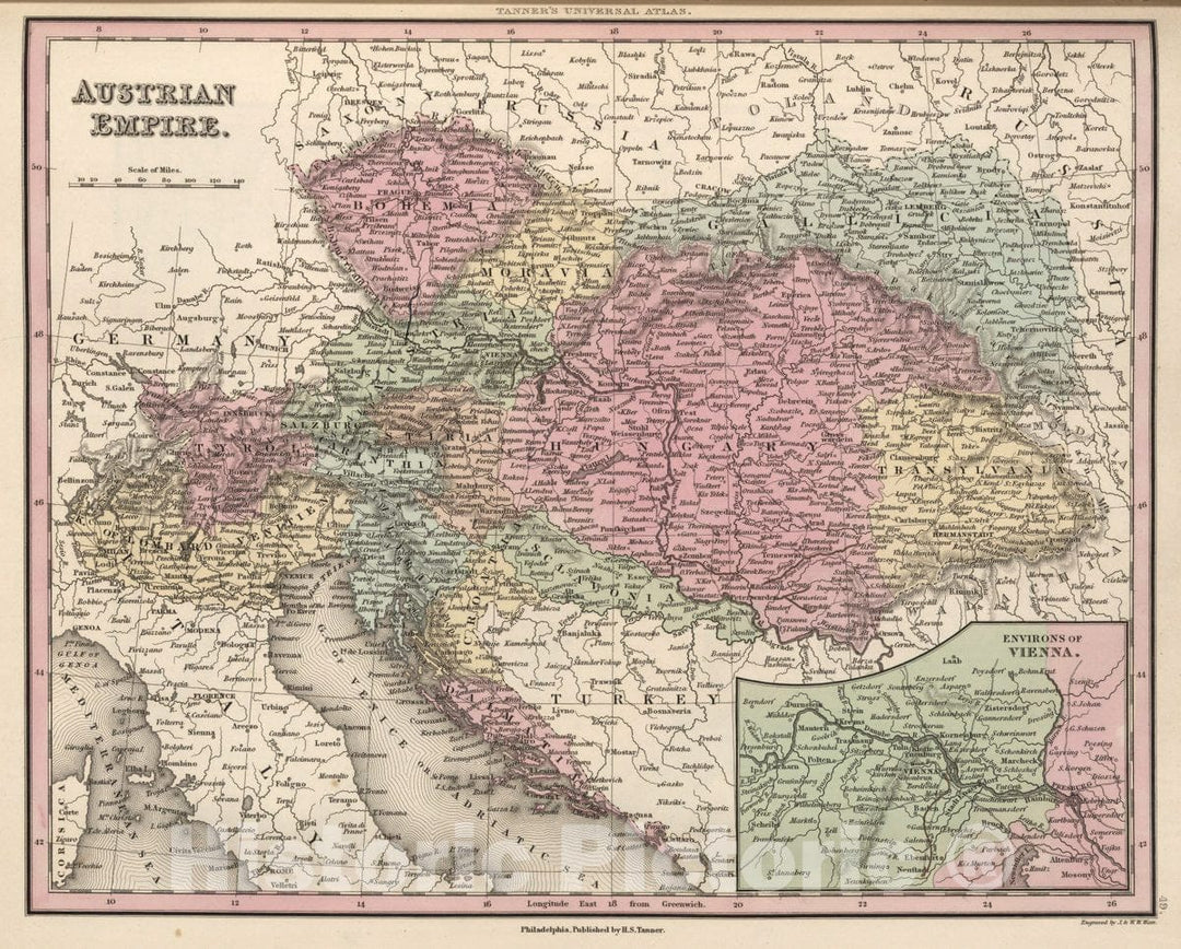 Historic Map : Austrian Empire. (Inset) Environs of Vienna, 1836 Atlas v1