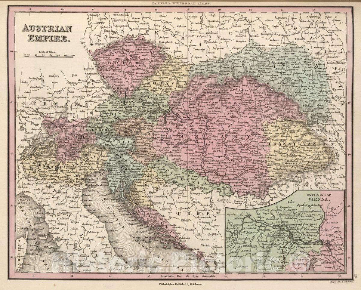 Historic Map : Austrian Empire. (Inset) Environs of Vienna, 1836 Atlas v1
