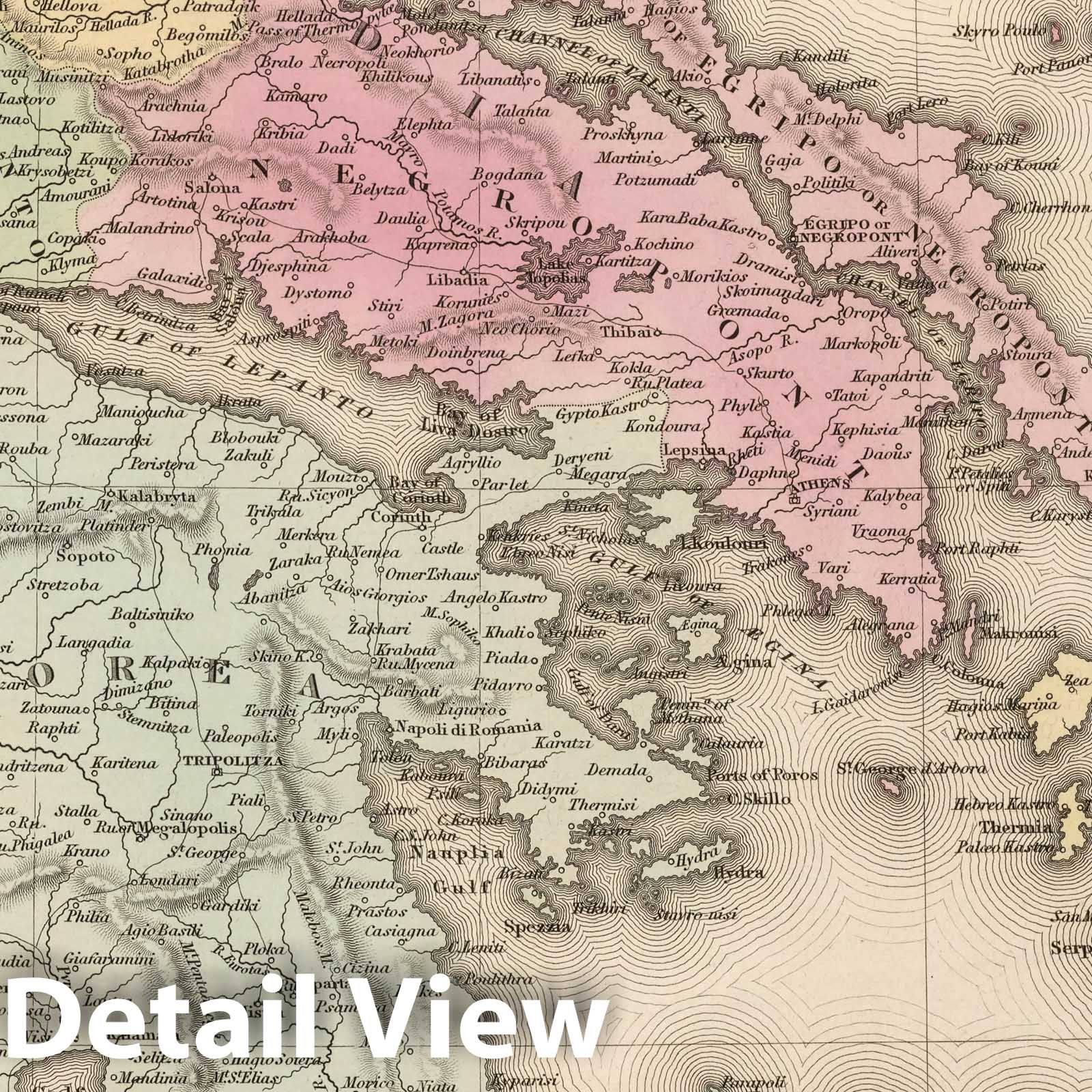 Greece with Crete, 1836 - Historical Map Print